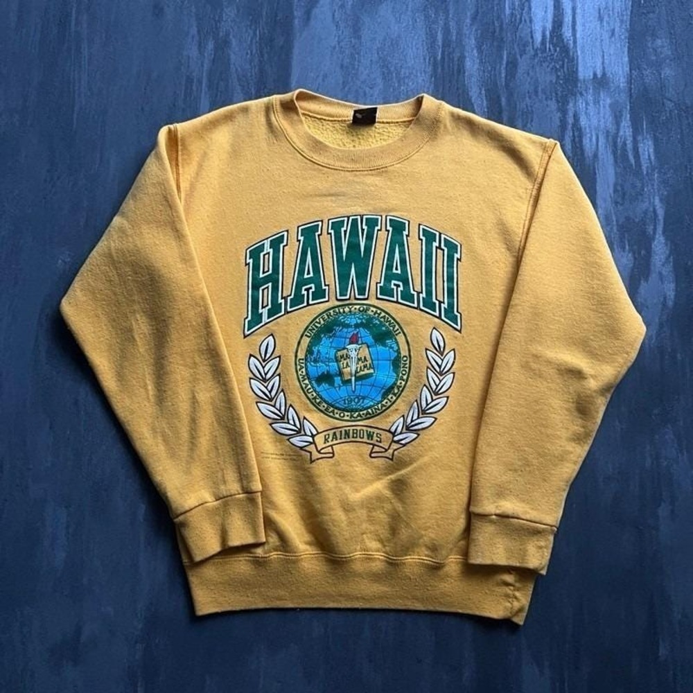 Vintage University‎ Of Hawaii Sweatshirt Mens Large Yellow 1990s